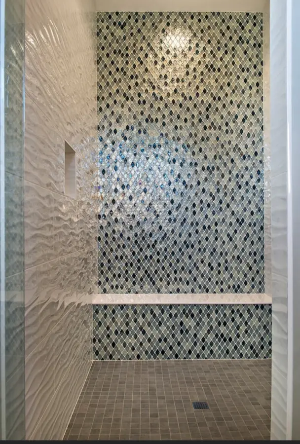 custom shower tile walls in a walk in shower